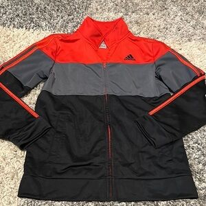 Adidas Red / gray / black color block track jacket